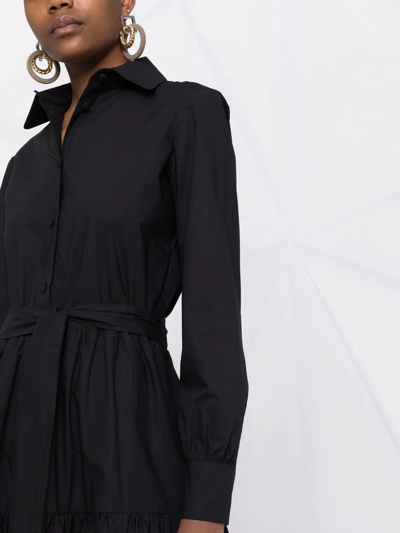 Shop La Doublej Long-sleeve Tied-waist Dress In Black