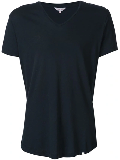 Shop Orlebar Brown V-neck T-shirt In Blue