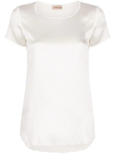 Shop Blanca Vita Tania Silk T-shirt In White