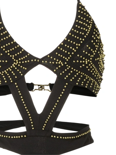 Amir Slama Embroidered Cut Out Swimsuit In Black