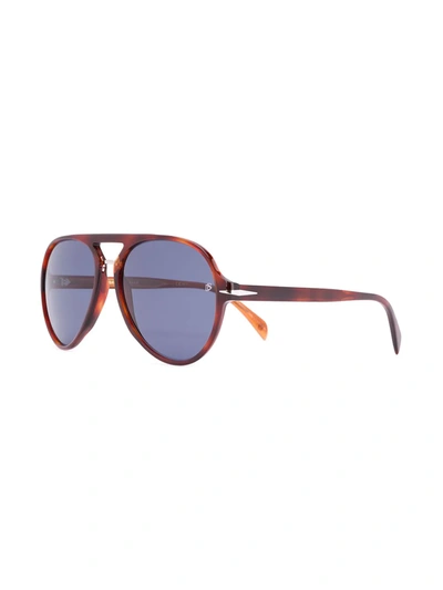 Shop David Beckham Eyewear Tortoiseshell Aviator Sunglasses In Brown