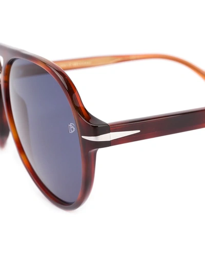 Shop David Beckham Eyewear Tortoiseshell Aviator Sunglasses In Brown