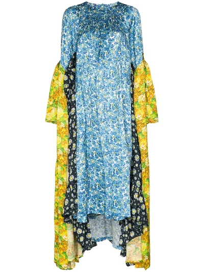 Shop Vetements Floral-print Midi Dress In Blue