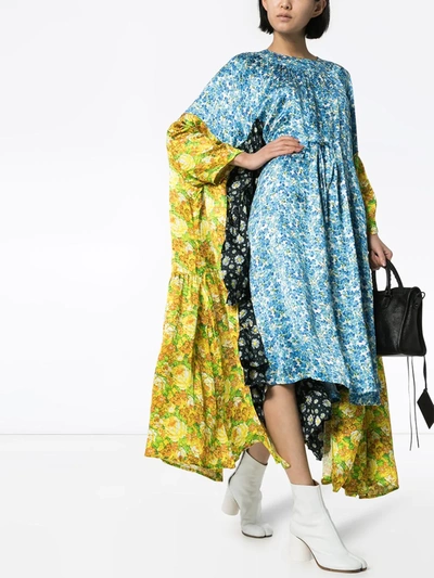 Shop Vetements Floral-print Midi Dress In Blue