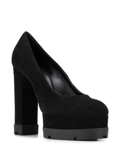 Shop Casadei Platform Suede Pumps In Black