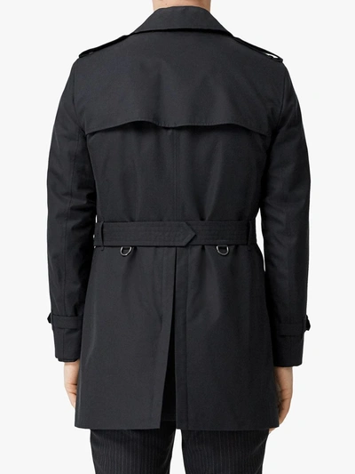 Shop Burberry Cotton Gabardine Trench Coat In Blue