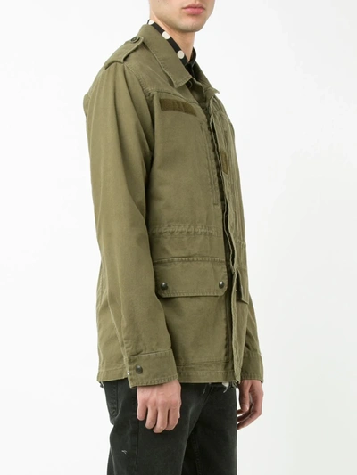 Shop Saint Laurent Collared Military Jacket In Green