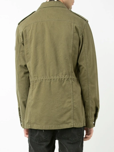 Shop Saint Laurent Collared Military Jacket In Green