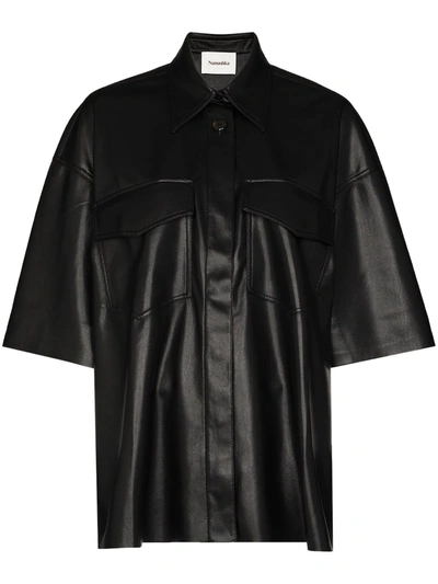 Shop Nanushka Roque Faux-leather Shirt In Black