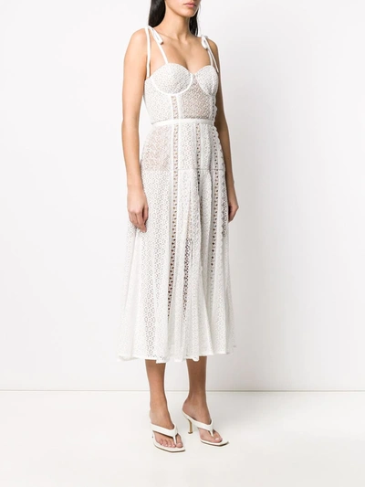 Shop Self-portrait Lace Panel Midi Dress In White