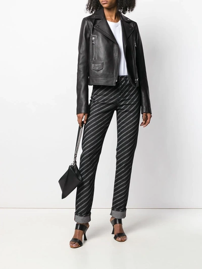 Shop Karl Lagerfeld Ikonik Leather Biker Jacket In Black
