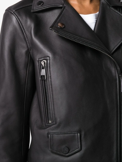 Shop Karl Lagerfeld Ikonik Leather Biker Jacket In Black