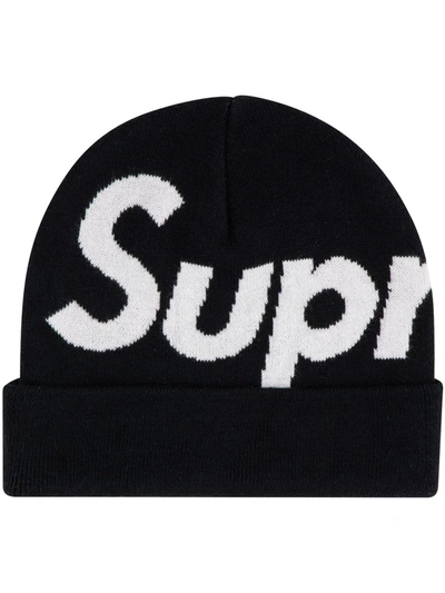 Supreme Big Logo Beanie Hat In Schwarz | ModeSens