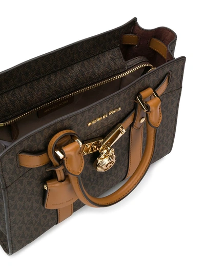 Shop Michael Michael Kors Nouveau Hamilton Small Satchel In Brown