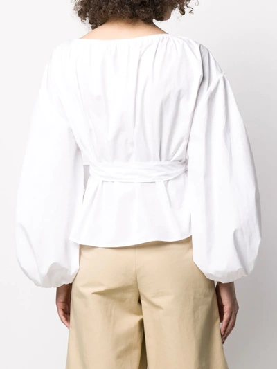 Shop Michael Michael Kors Poplin Wrap-effect Blouse In White