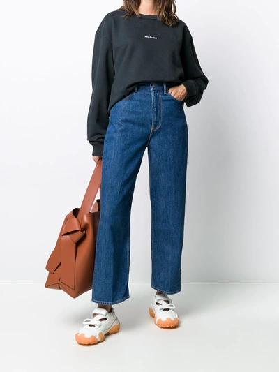 Acne Studios Black Cotton Jersey Crewneck Sweatshirt Women In Black