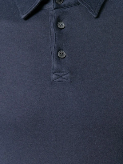 Shop Zanone Plain Long-sleeved Polo Shirt In Blue