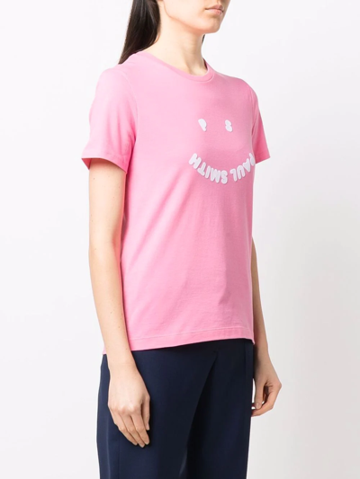 Shop Ps By Paul Smith Organic Cotton Logo T-shirt In Rosa