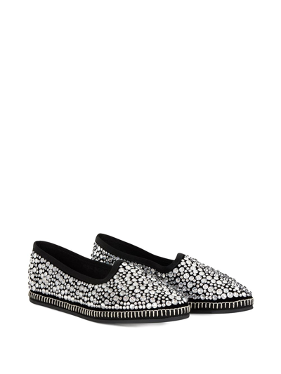 Shop Giuseppe Zanotti Crystal-embellished Loafers In Silver