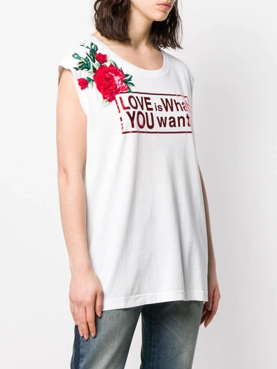 Shop Dolce & Gabbana Love Print Longline T-shirt In White