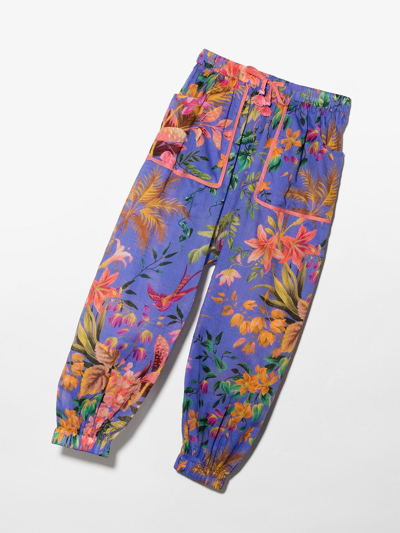 Shop Zimmermann Floral-print Wide-leg Trousers In Blue