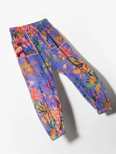 Shop Zimmermann Floral-print Wide-leg Trousers In Blue