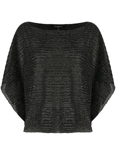 Shop Antonelli Scoop Neck Metallic-knit Jumper In Black