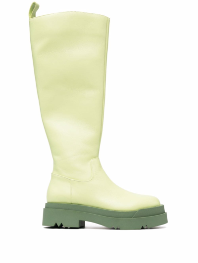 Shop Liu •jo Knee-length Leather Boots In Green