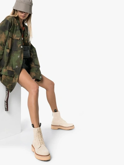 Shop R13 Platform Lace-up Boots In Neutrals