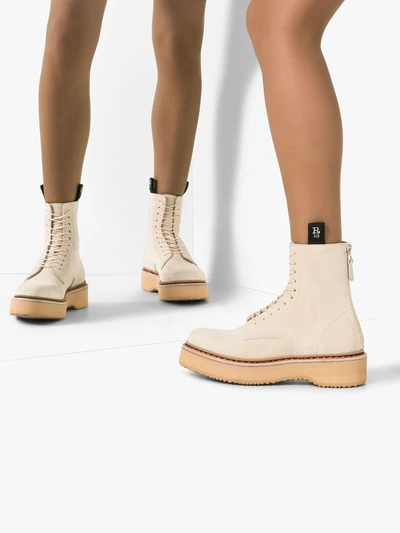 Shop R13 Platform Lace-up Boots In Neutrals