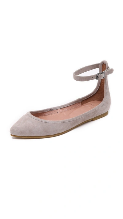 Joie Temple Suede Ankle-strap Flats In Dove