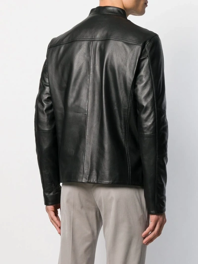 Shop Michael Kors Zip-front Leather Jacket In Black