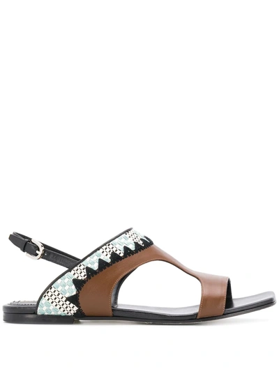 Shop Emilio Pucci Abstract Print Sandals In Brown