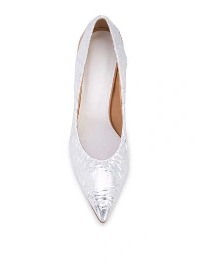 Shop Maison Margiela Foil And Wood Pumps In Silver