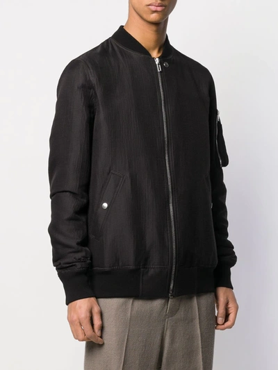 Shop Rick Owens Bomber Jacket With Rib Collar In Black