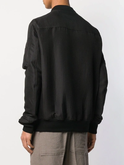 Shop Rick Owens Bomber Jacket With Rib Collar In Black