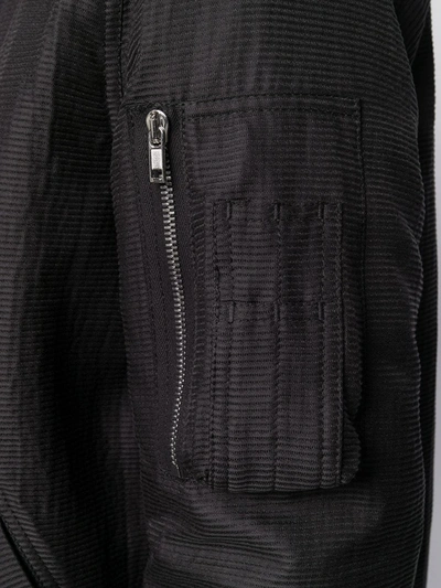 Rick Owens Zipped Bomber Jacket With Arm Pocket In Black Cotton In Black