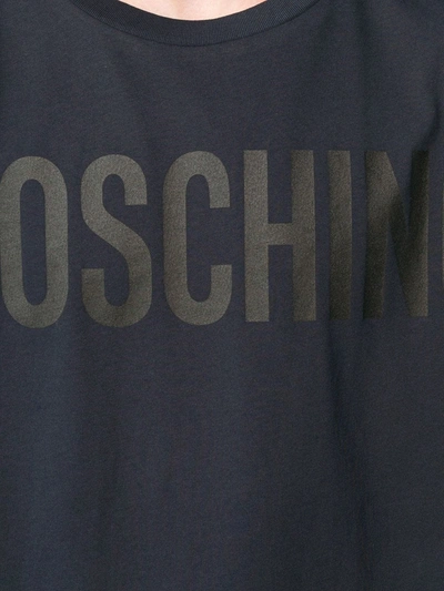 Shop Moschino Printed Logo T-shirt In Blue
