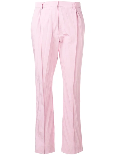 Shop Valentino Pleated Cropped Trousers In Pink