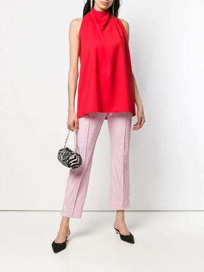 Shop Valentino Pleated Cropped Trousers In Pink