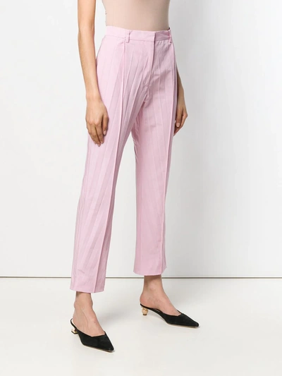 Shop Valentino Pleated Cropped Trousers In Pink