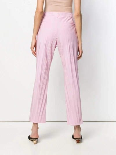 Shop Valentino Pleated Cropped Trousers In Pink