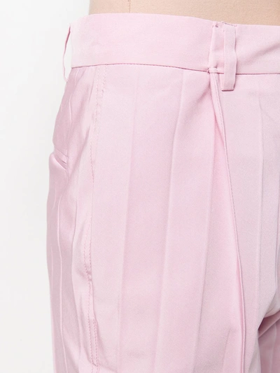 Shop Valentino Pleated Cropped Trousers In Pink