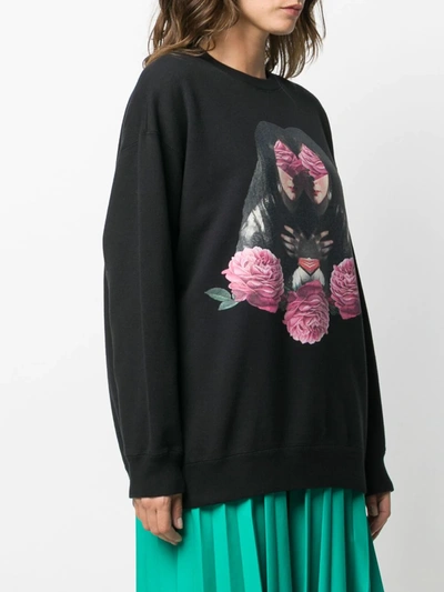 Shop Undercover Mirrored Rose Graphic Sweatshirt In Black