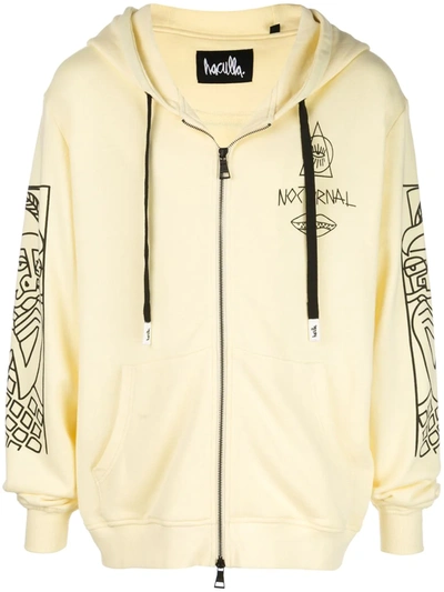 Shop Haculla Guy And His Gun Zip Front Hoodie In White