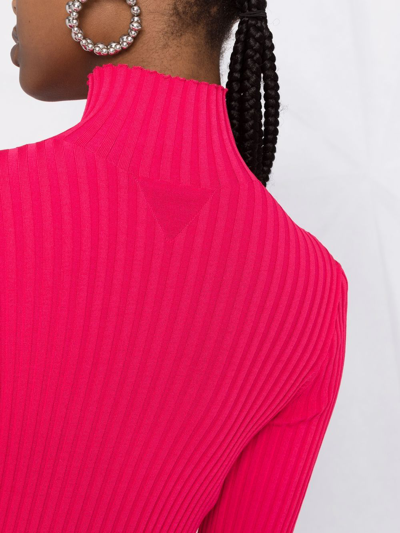 Shop Bottega Veneta Cut-out Detail Knitted Dress In Rosa