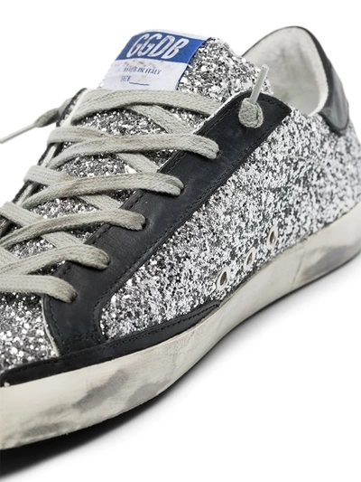 Shop Golden Goose Super-star Glitter Sneakers In Silver