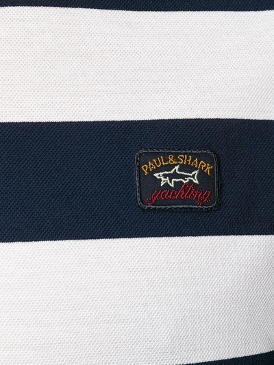 Shop Paul & Shark Striped Polo Shirt In Blue