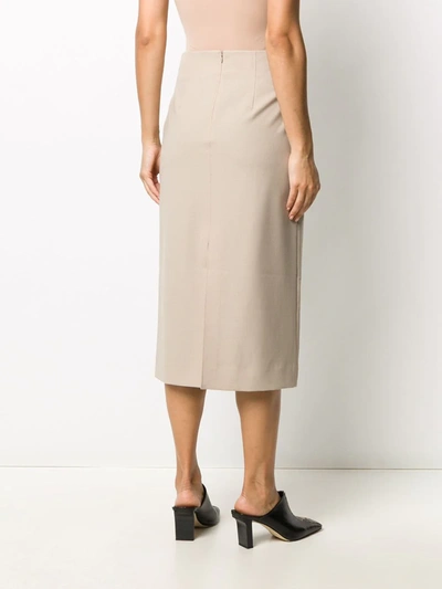 Shop Co Front Slit Pencil Skirt In Neutrals