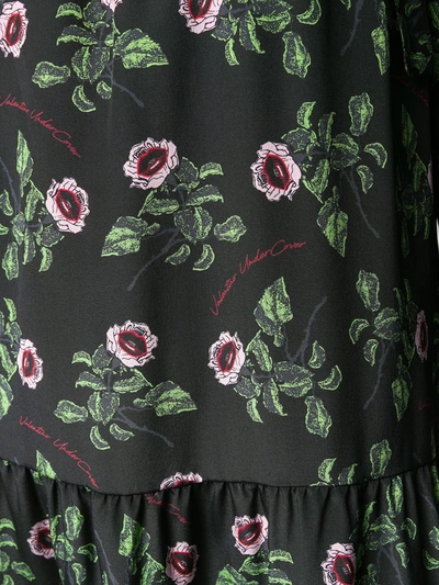 Shop Valentino X Undercover Floral Silk Dress In Black